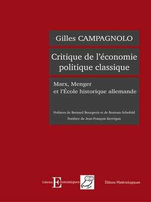 cover image of Critique de l'économie politique classique